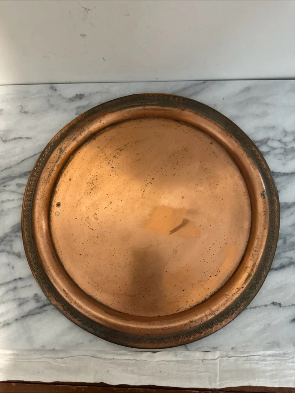 Vintage Copper Decorative serving tray barware vanity Warm Copper Tone 14.5”D